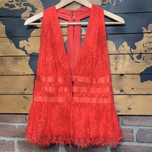 Red lace Bebe halter top